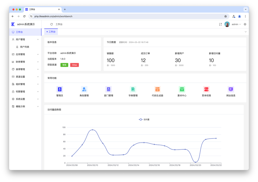 图片[1]-【卓创源码首发】likeadmin PHP版源码 – 多端自适应开发框架🔥 一键生成后台+移动/PC双端前台-168源码网-PHP网站源码模板,插件软件资源分享平台！