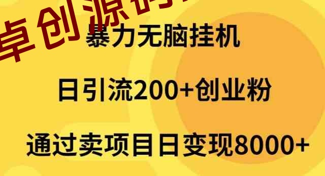 （9788期）暴力无脑挂机日引流200+创业粉通过卖项目日变现2000+-168源码网-PHP网站源码模板,插件软件资源分享平台！